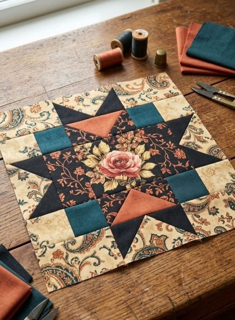 🥉Beautiful fabrics sometimes suggest which patchwork block to choose.